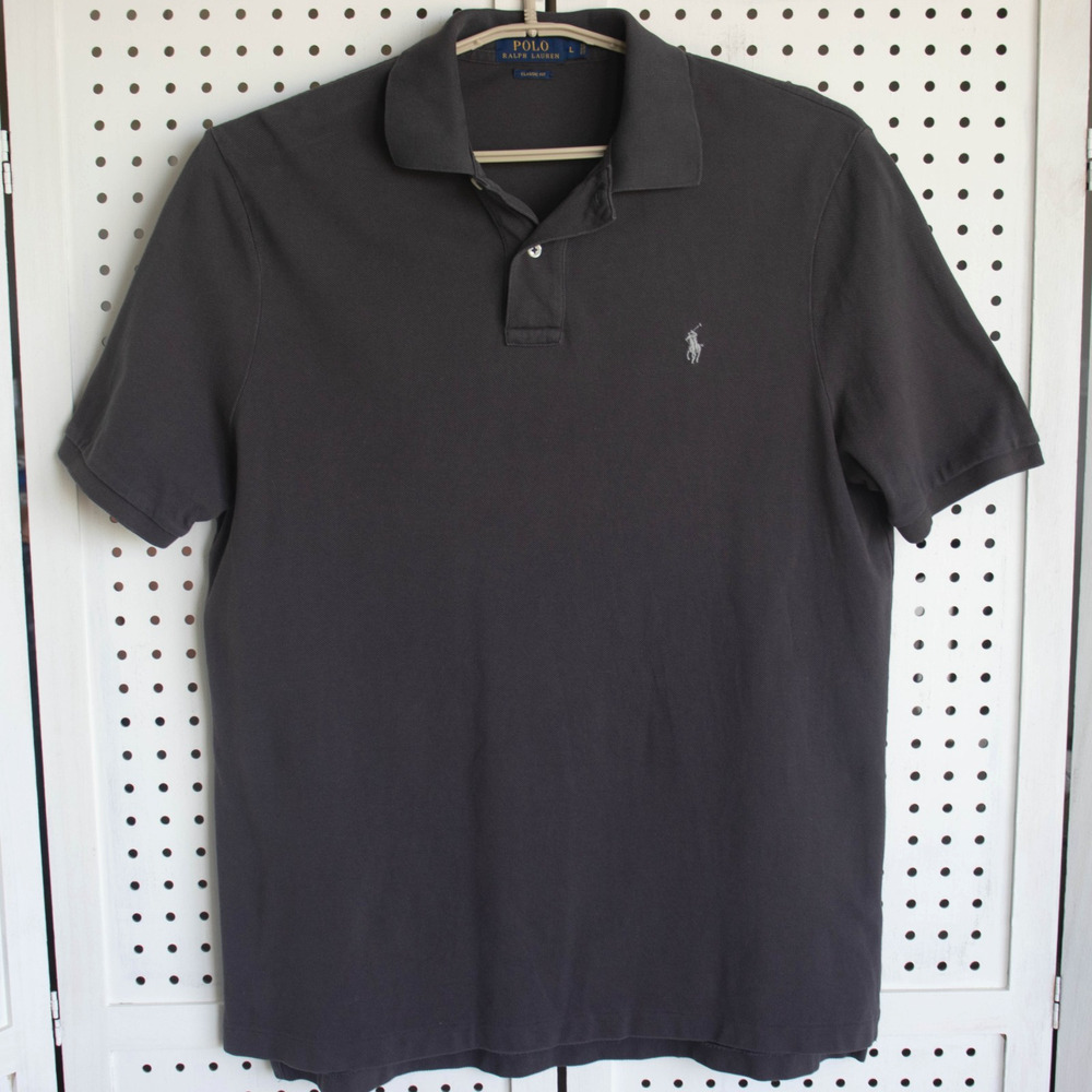Polo Ralph Lauren Classic Fit Mens Large Grey Polo Shirt Short Sleeve